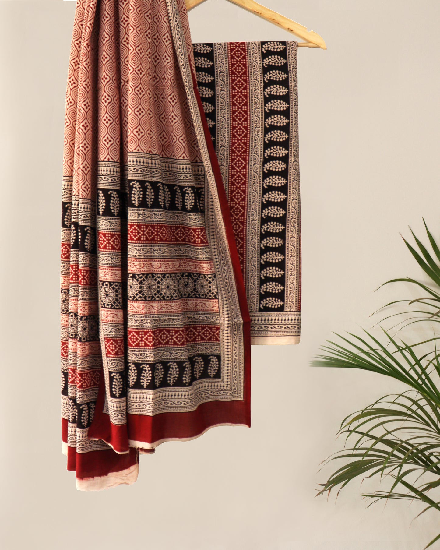 Maroon Balck Stripes Bagh Print suit