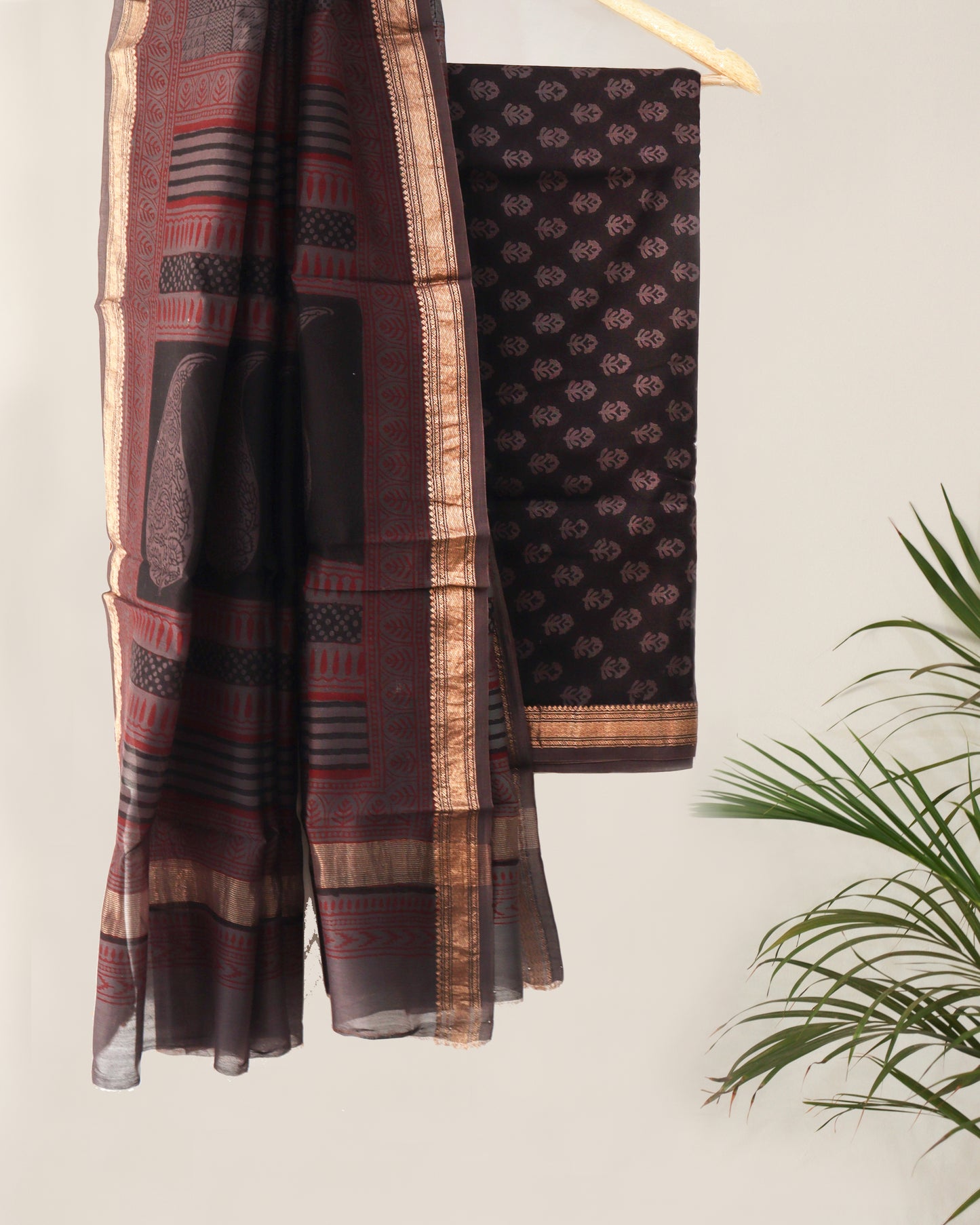 Black Butta Bagh Print Maheshwari suit