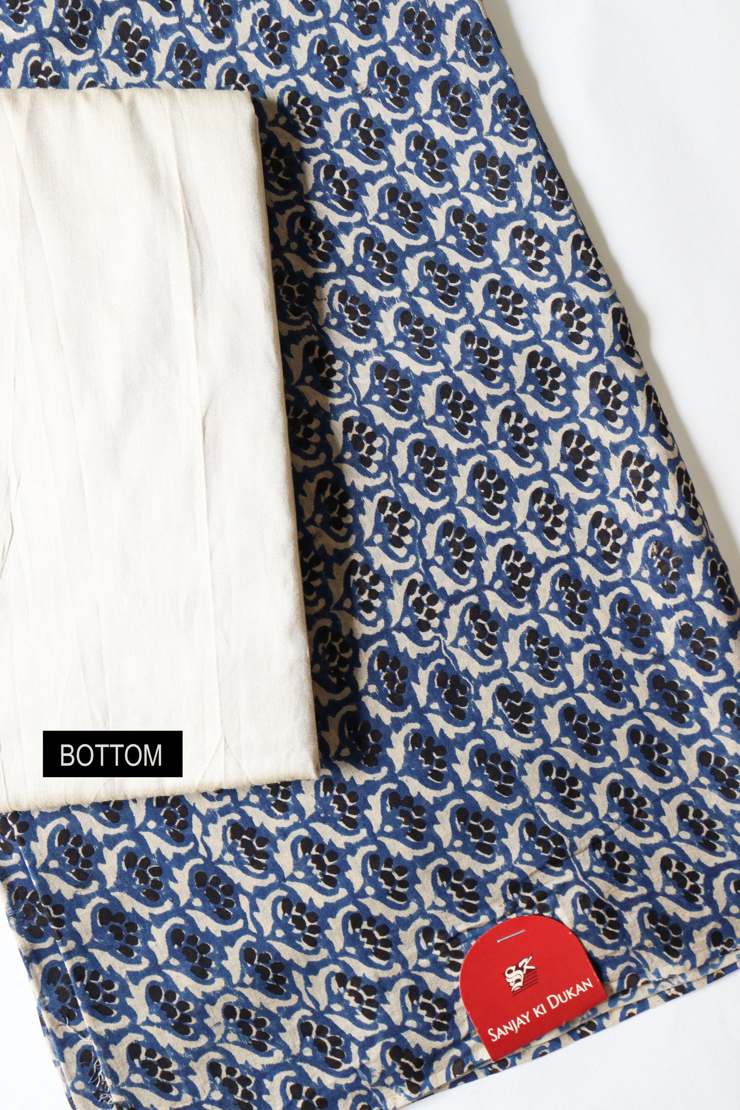 Blue beige chanderi suit