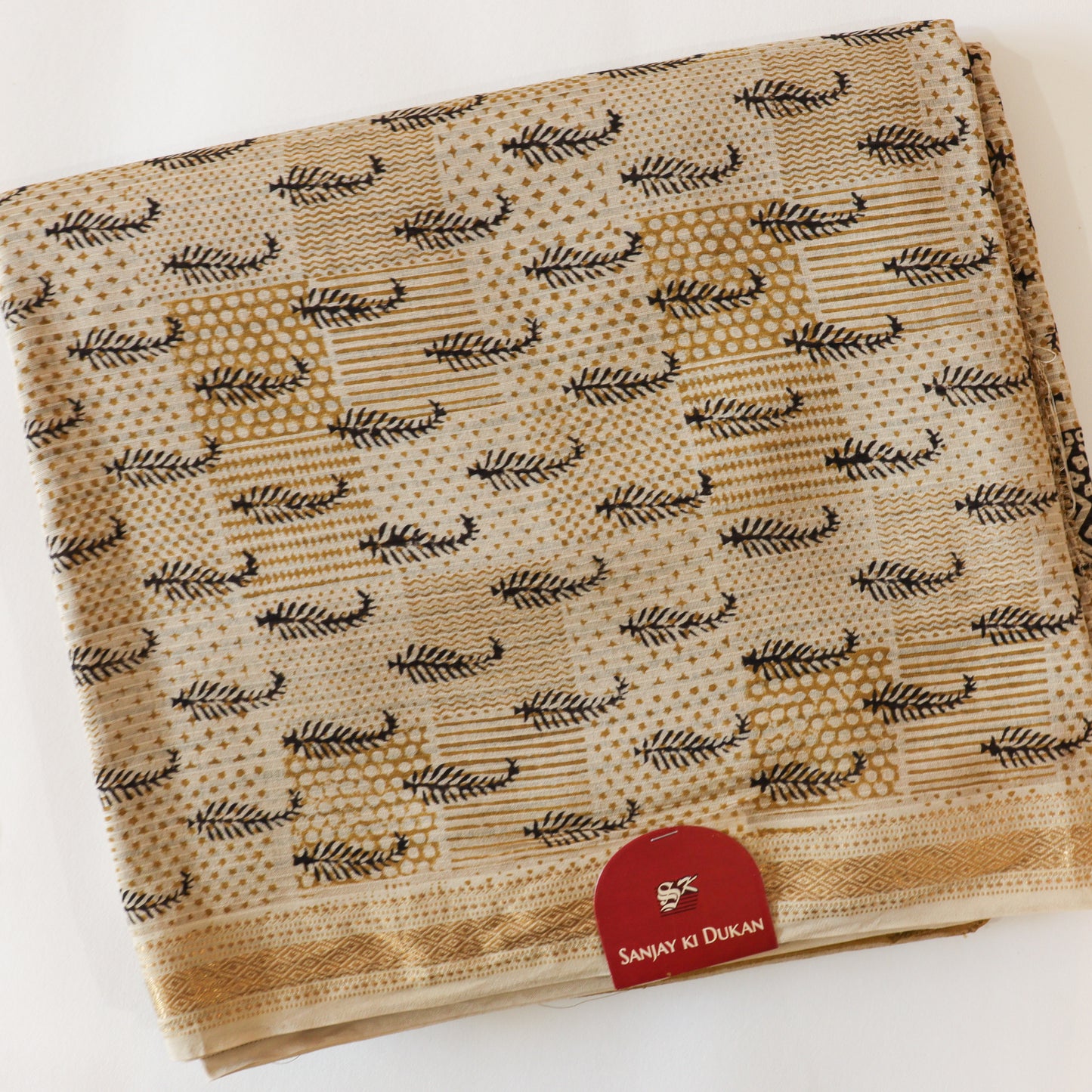 Beige Ochre Bagh Maheshwari Suit