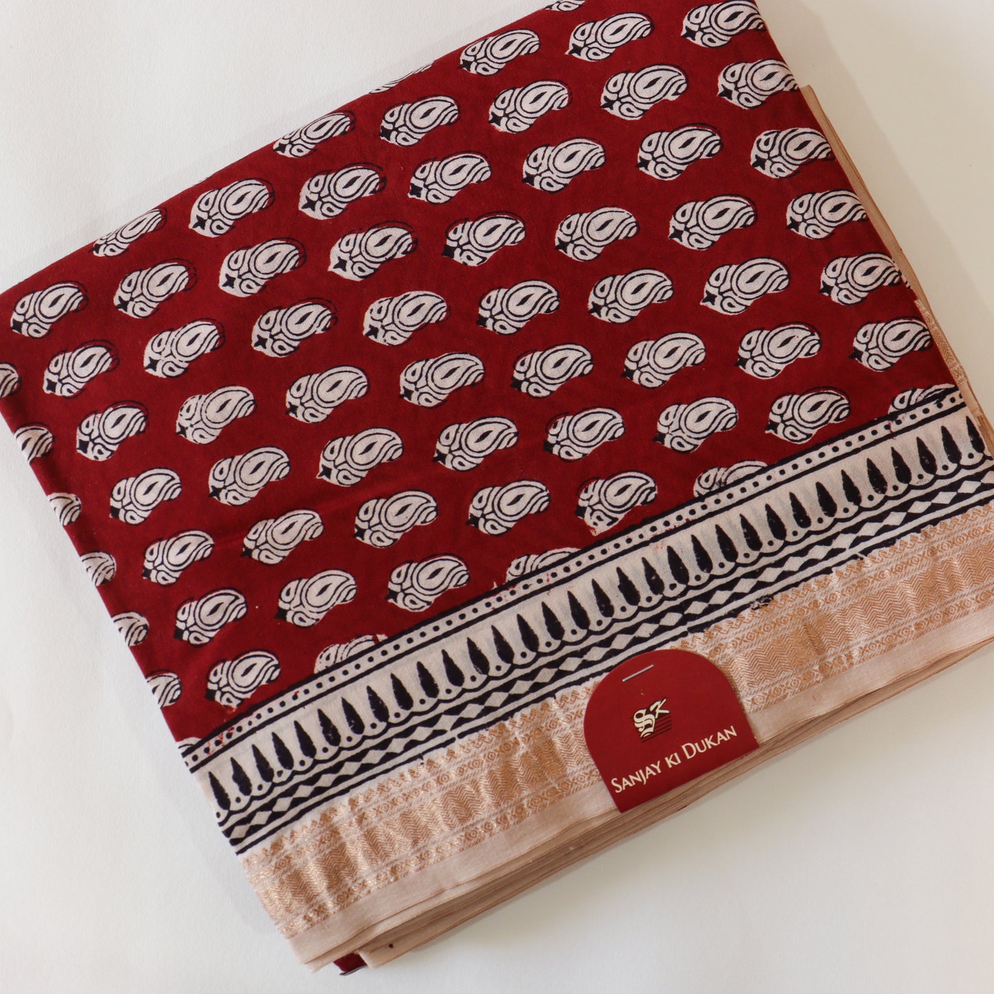 Maroon Bagh Print Maheshwari suit