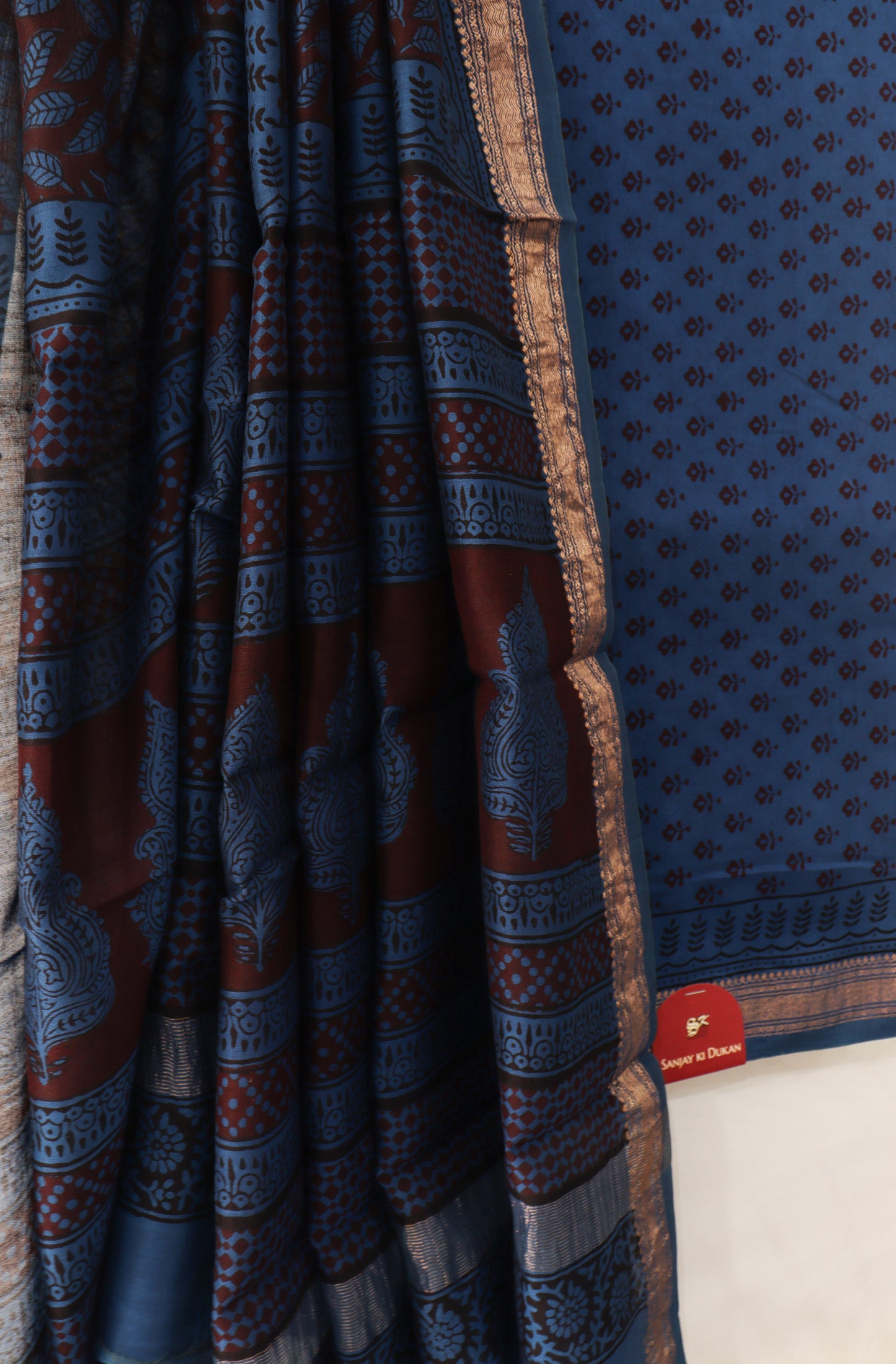 Blue Bagh Print Maheshwari suit
