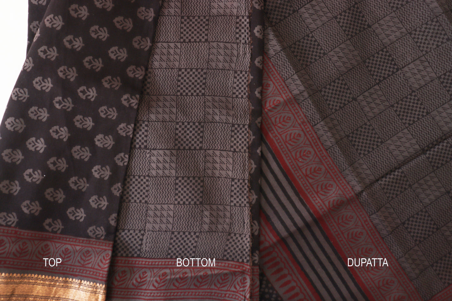 Black Butta Bagh Print Maheshwari suit