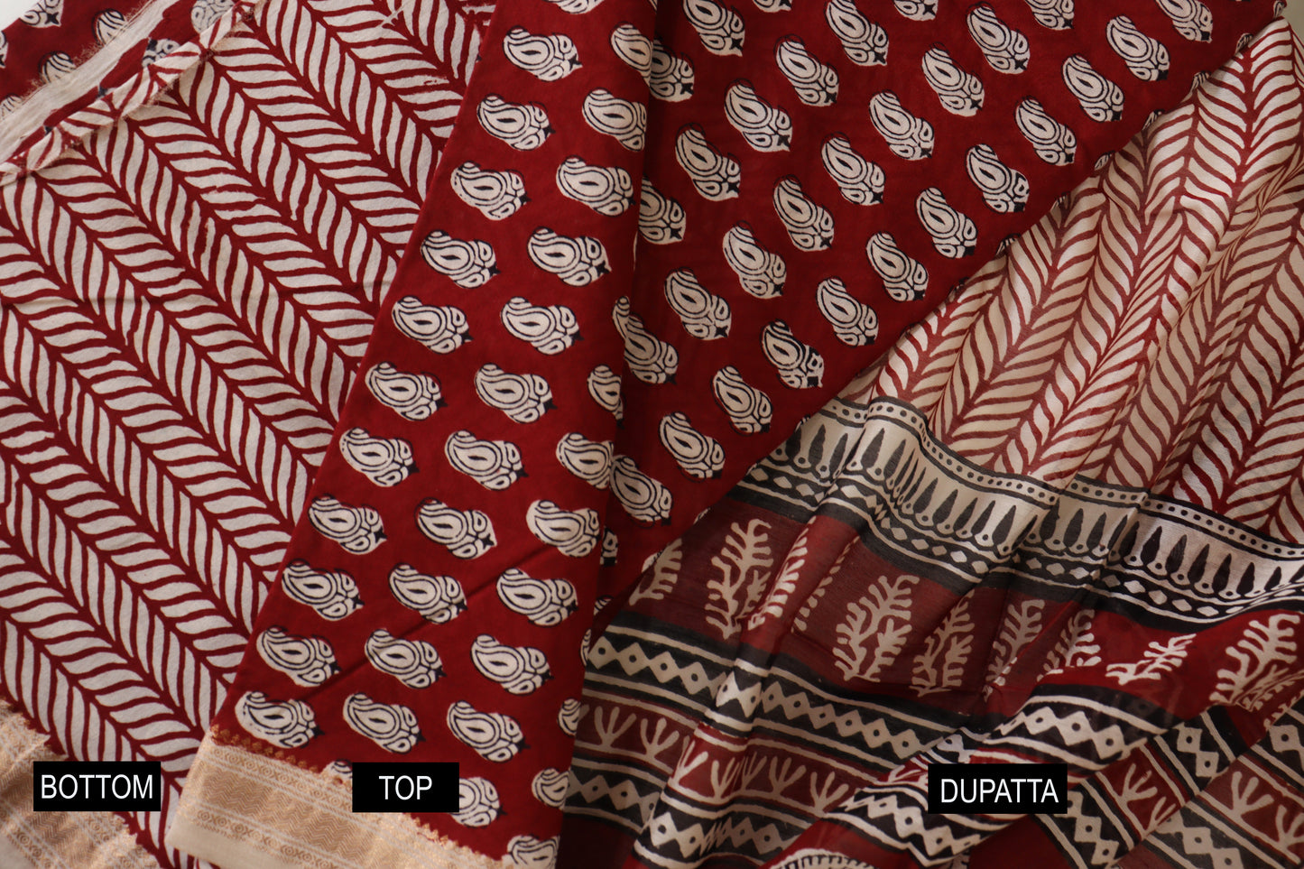 Maroon Bagh Print Maheshwari suit