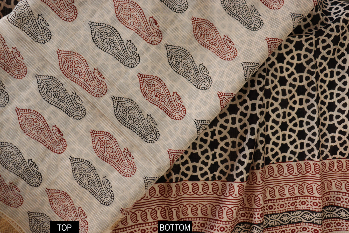 Off- whte Kairi Print Bagh Maheshwari Suit