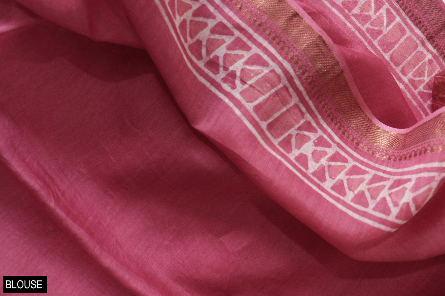 Pink Dabu Print Maheshwari Saree