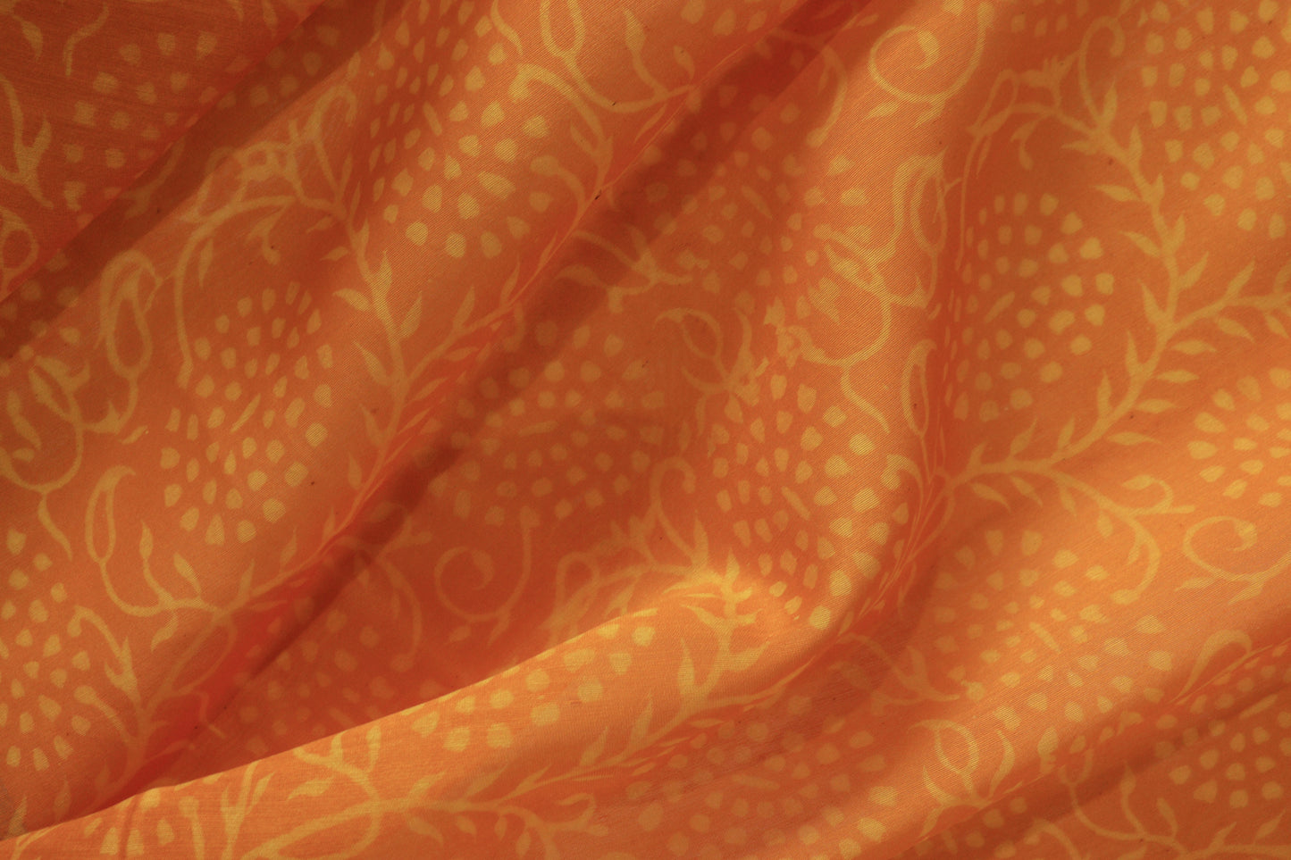 Orange Dabu Print Maheshwari Saree