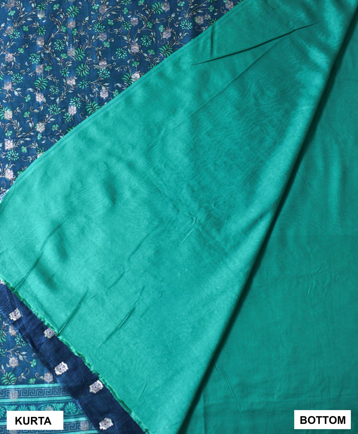 Green chanderi banarsi butta suit