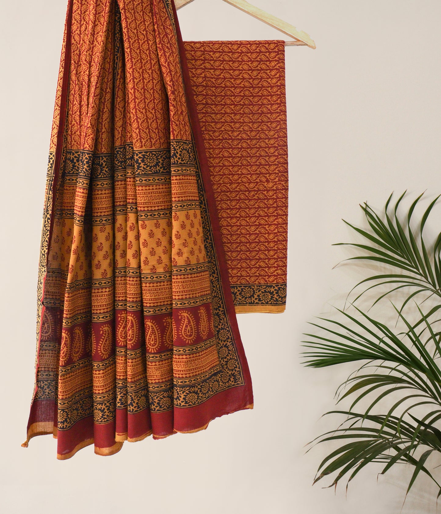 Orange Bagh Print suit