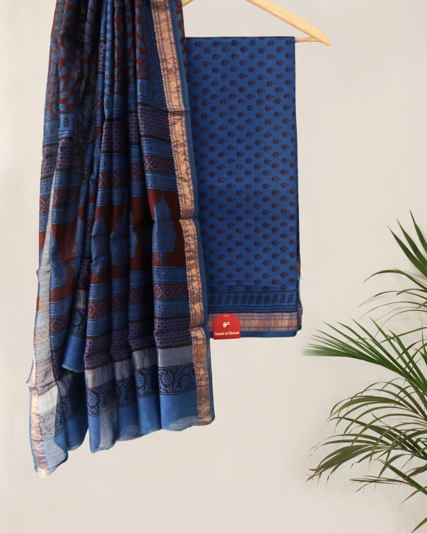 Blue Bagh Print Maheshwari suit