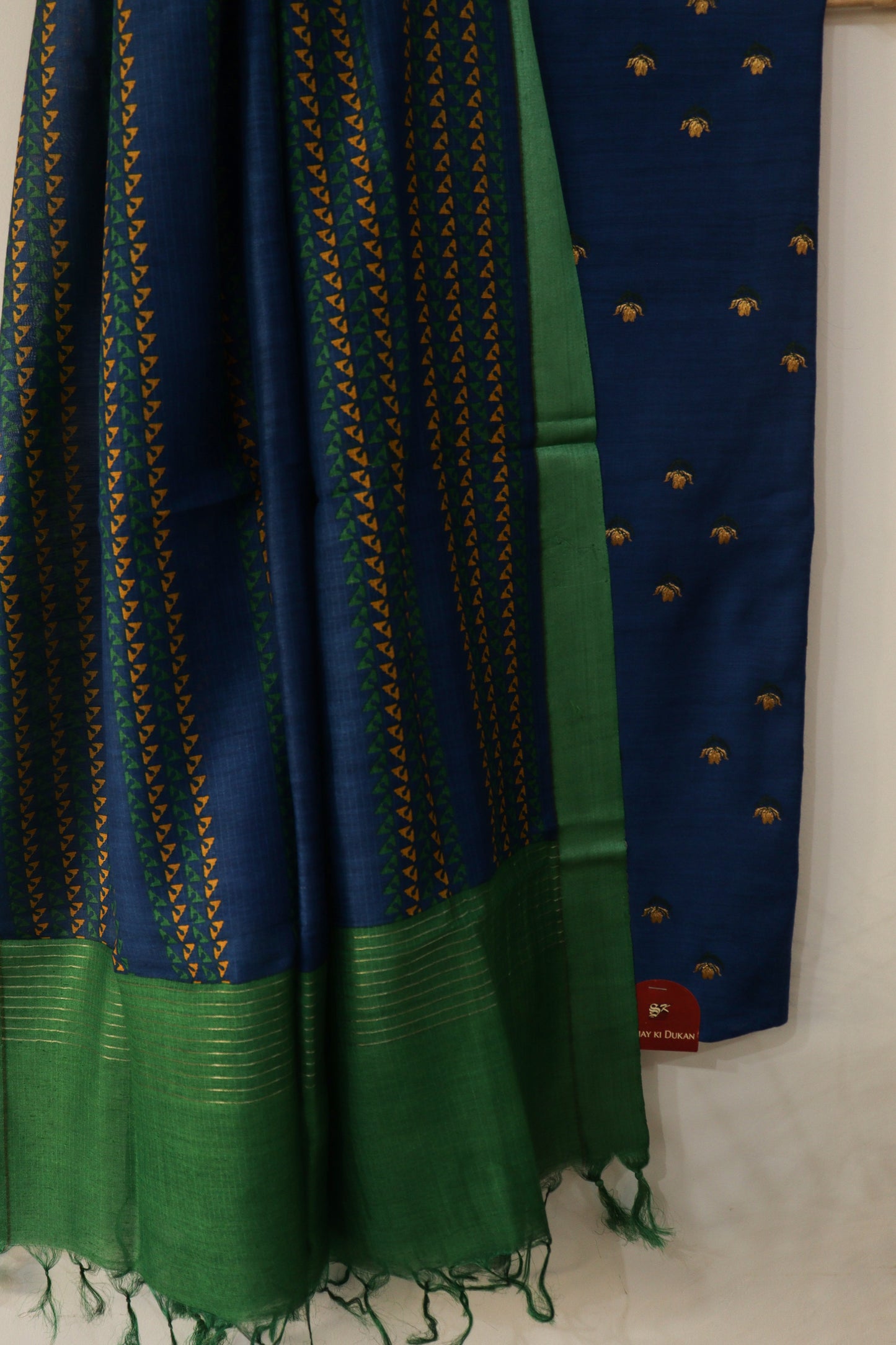 Blue Embroidered Moonga Tussar Suit