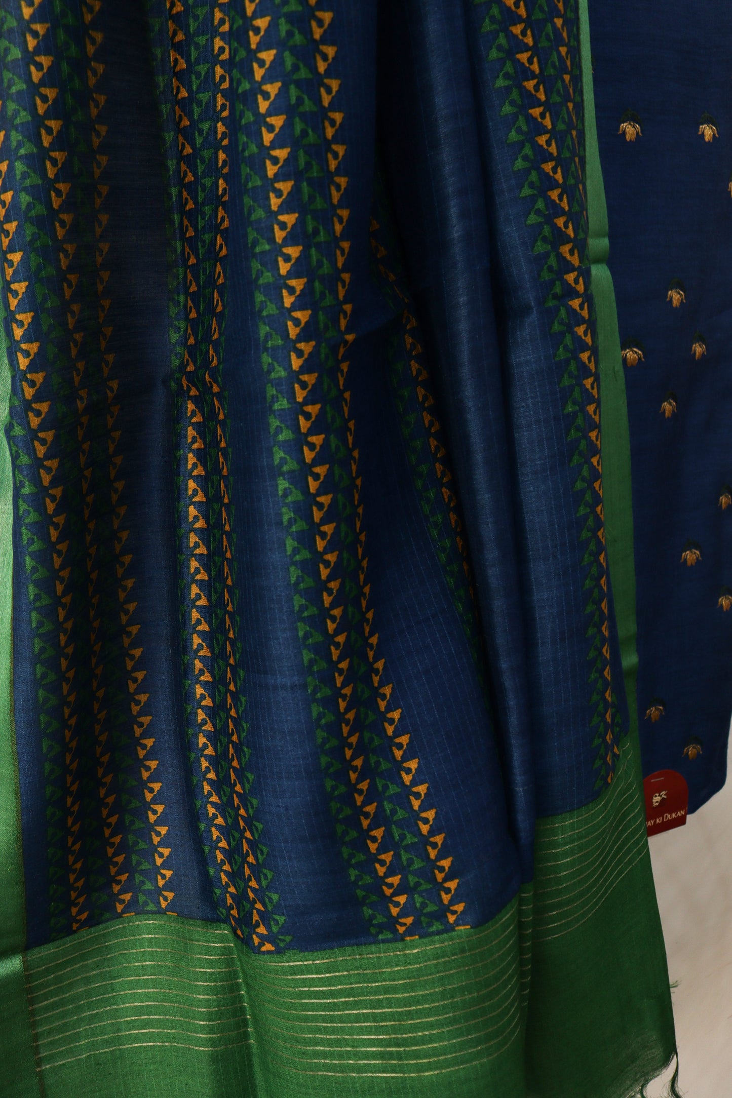 Blue Embroidered Moonga Tussar Suit