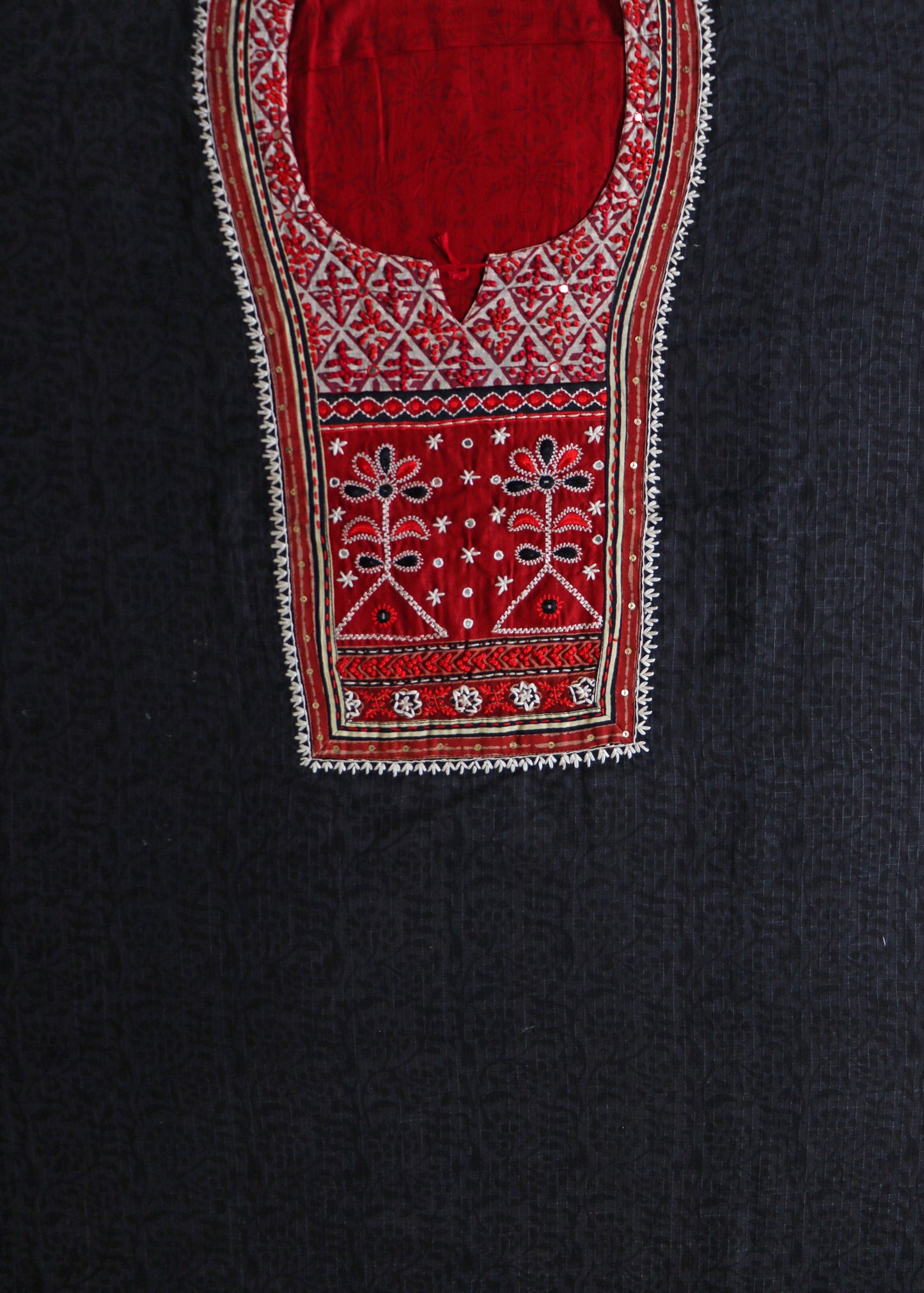Maroon black embroidered suit